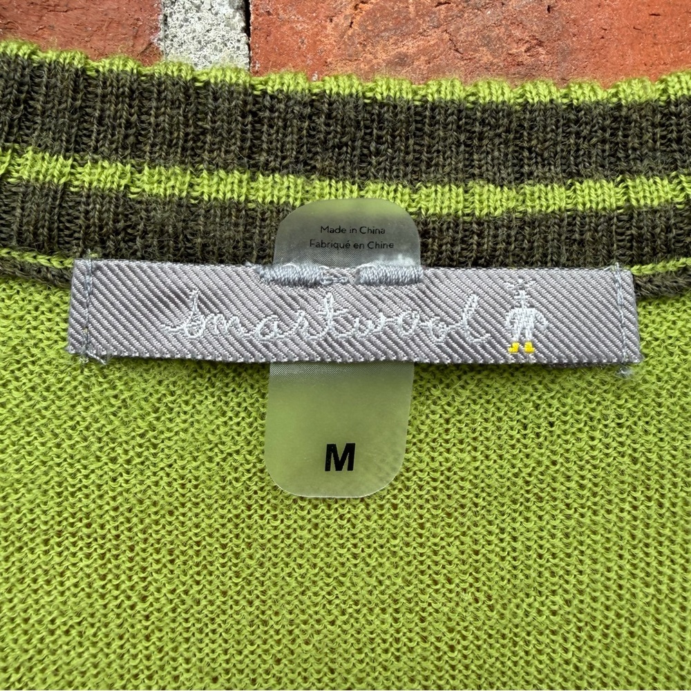 Smartwool Merino Wool V-Neck Sweater Green Chartreuse Knit Pullover Men’s Medium - Picture 7 of 8